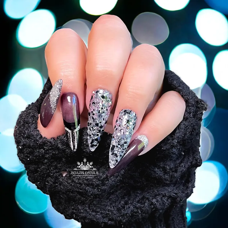 Black and Silver Nails