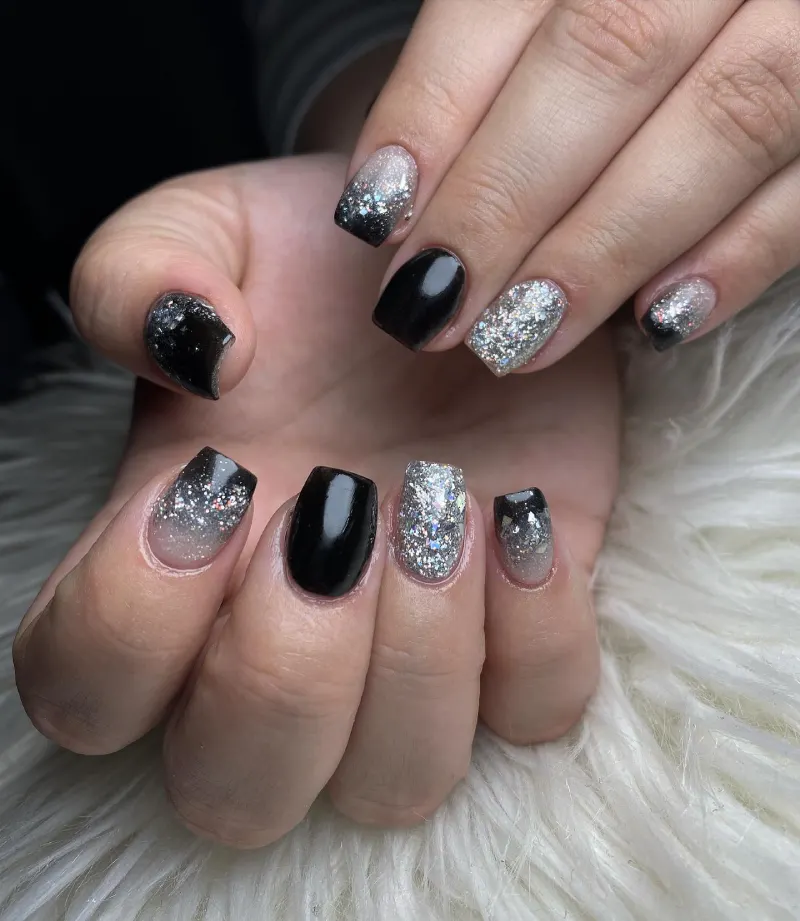 Black and Silver Nails