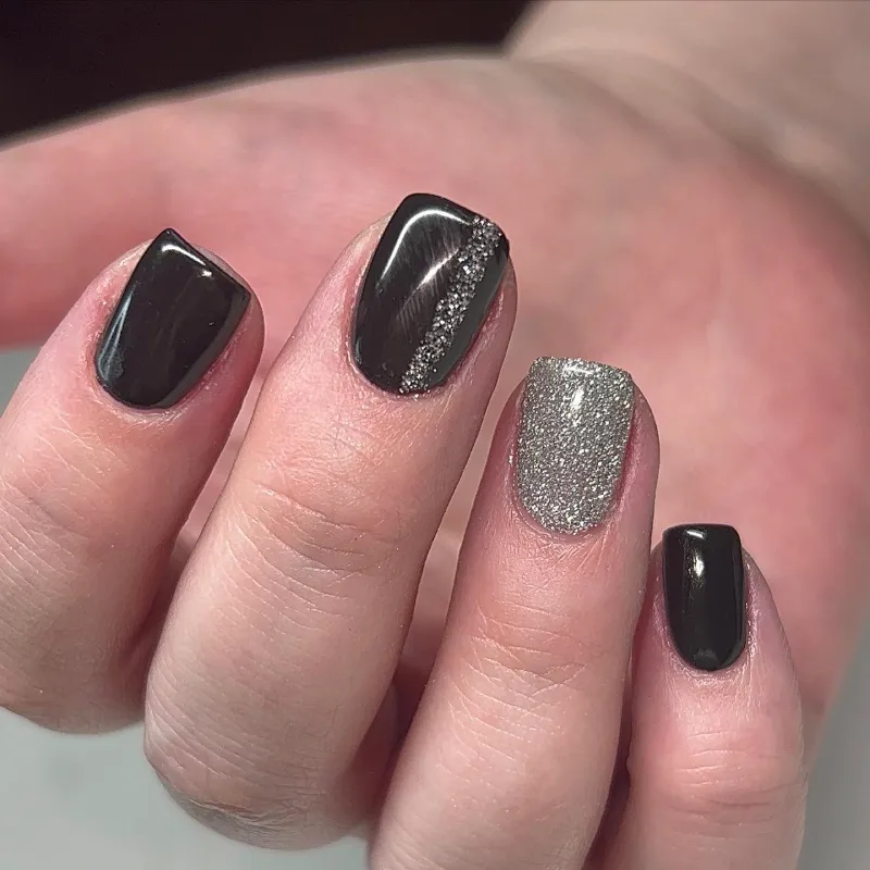 Black and Silver Nails