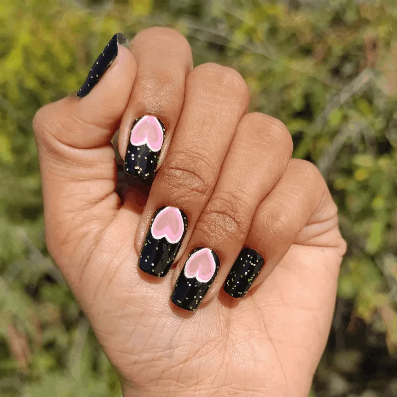 Black Valentines Day Nails