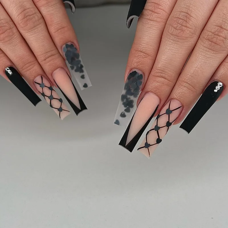 Black Valentines Day Nails