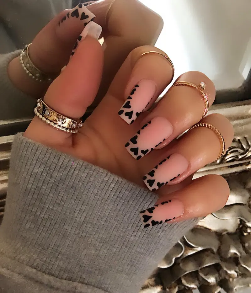 Black Valentines Day Nails