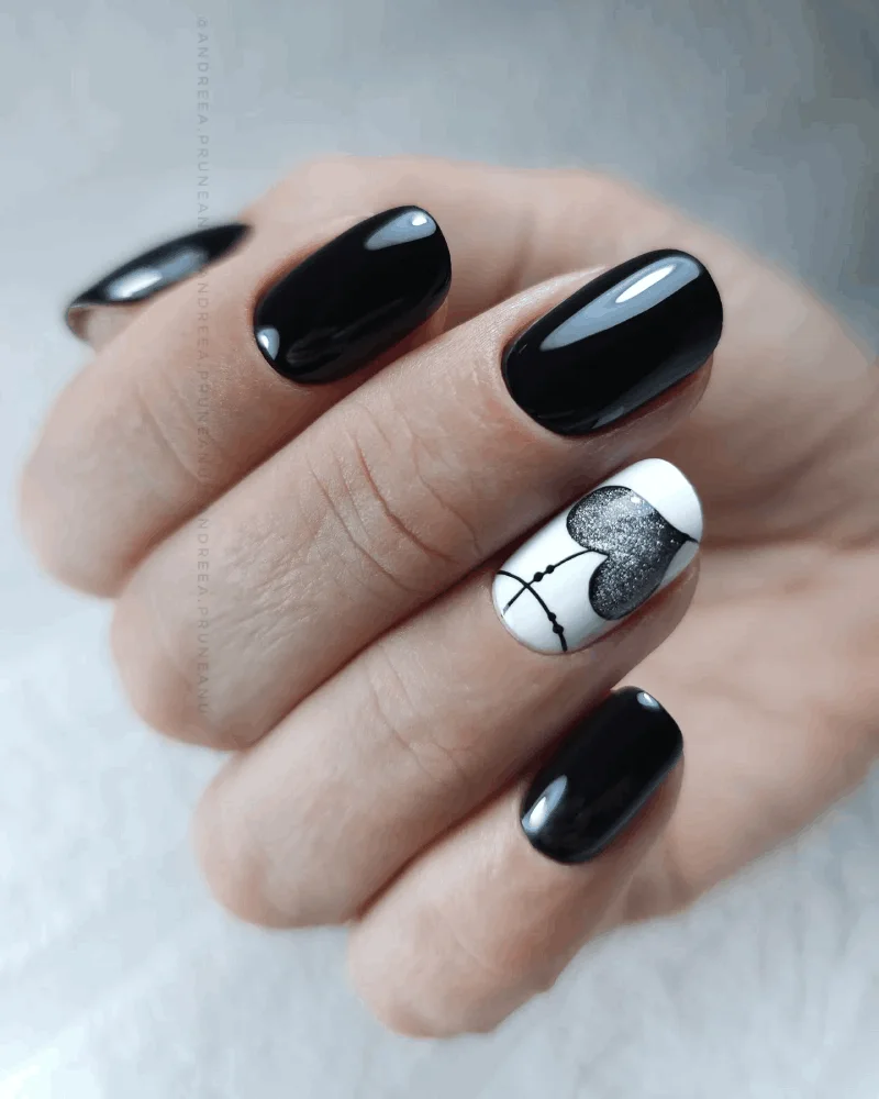 Black Valentines Day Nails