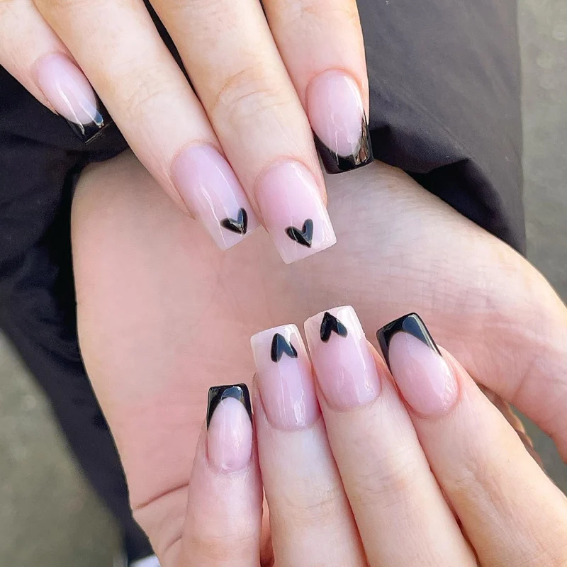 Black Valentines Day Nails