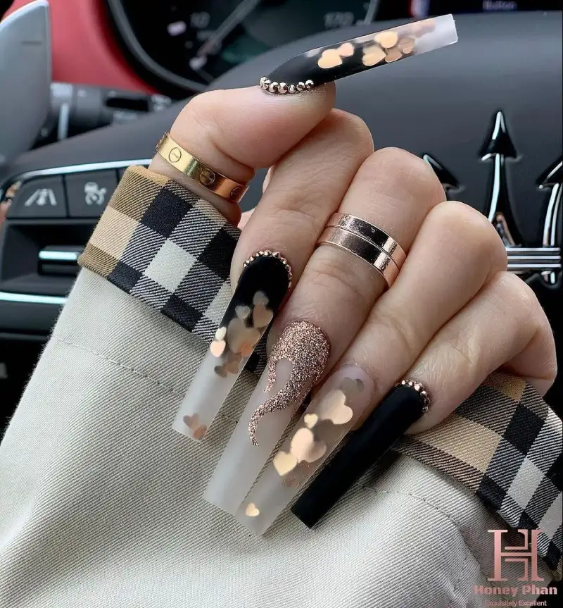 Black Valentines Day Nails