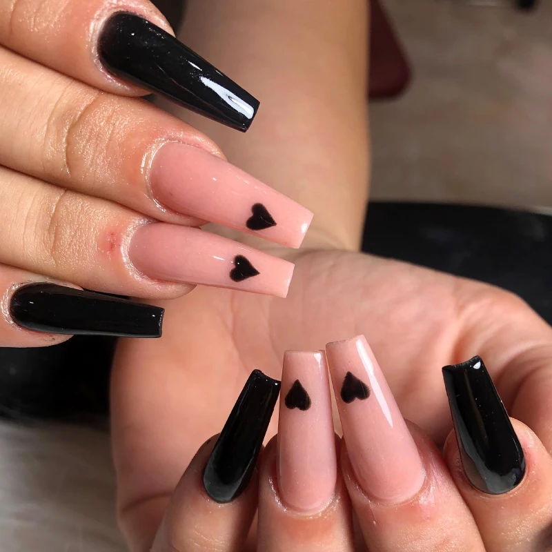 Black Valentines Day Nails