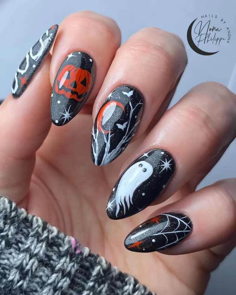 black winter nails