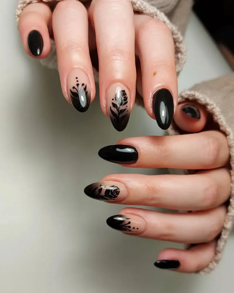 black winter nails