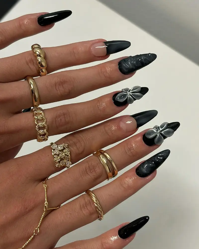 black winter nails