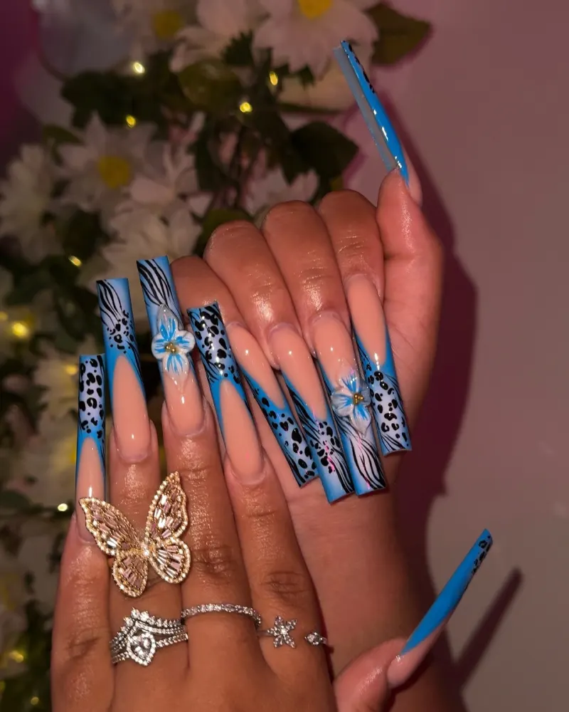 Blue Christmas Nails