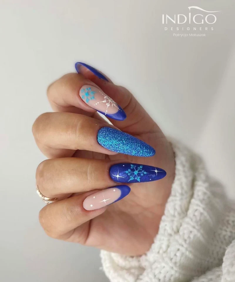 Blue Christmas Nails