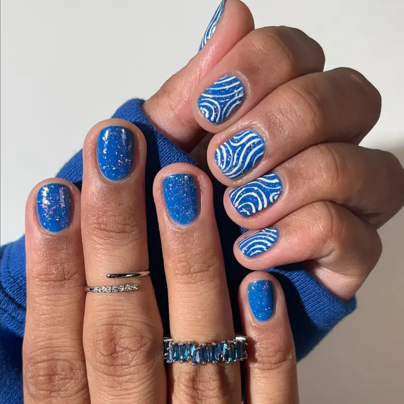 Blue Christmas Nails