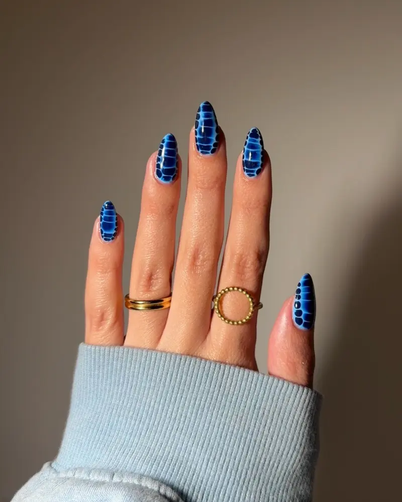 Blue Christmas Nails