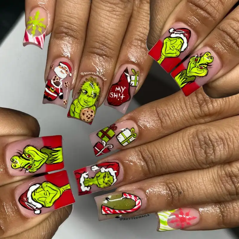 grinch nail ideas