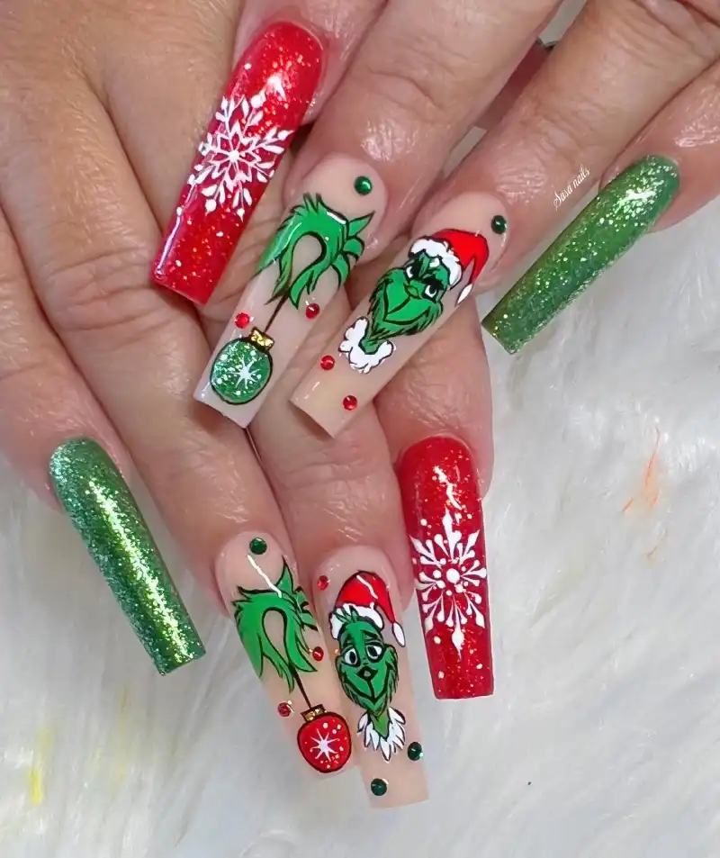 grinch nail ideas