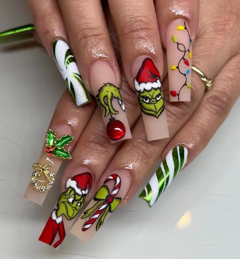 grinch nail ideas