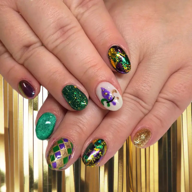 mardi gras nails