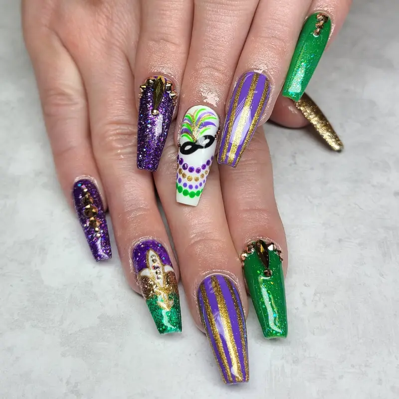 mardi gras nails