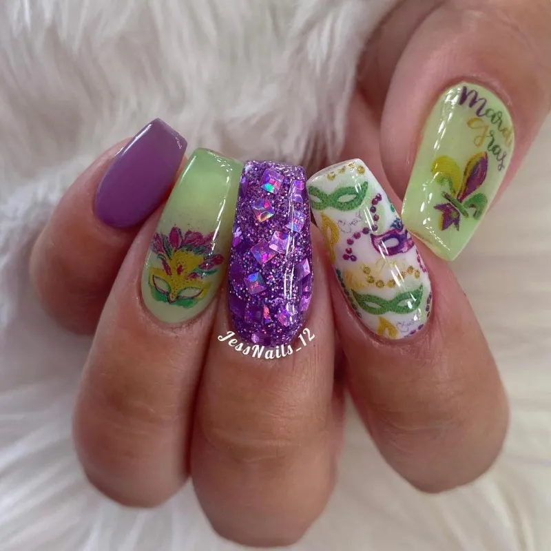 mardi gras nails