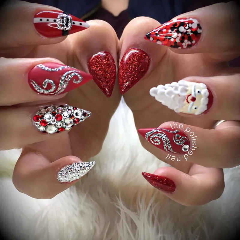 Red and White Christmas Nail Designs