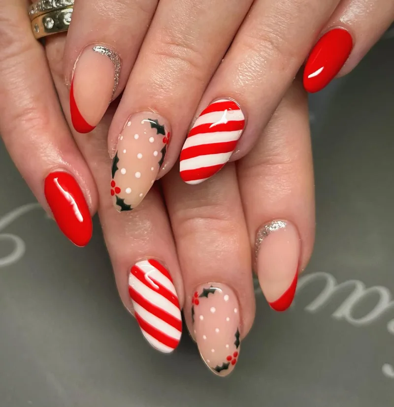 Red and White Christmas Nail Designs