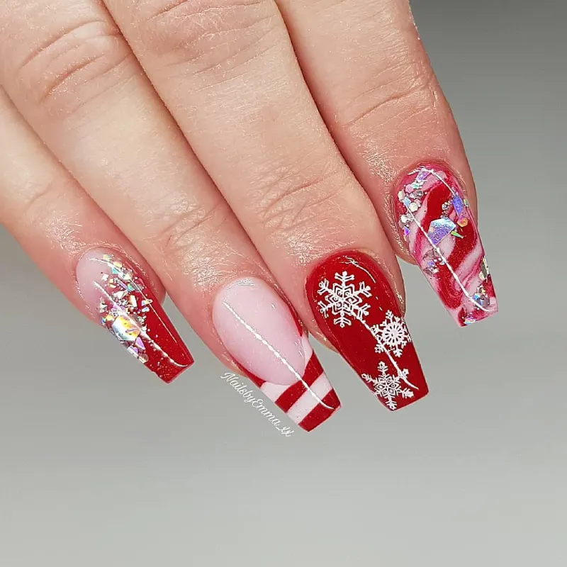 Red and White Christmas Nail Designs