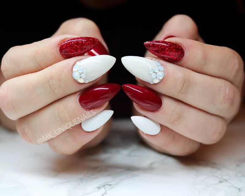 Red and White Christmas Nail Designs