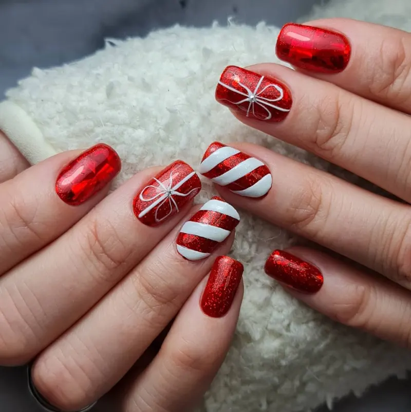 Red and White Christmas Nail Designs