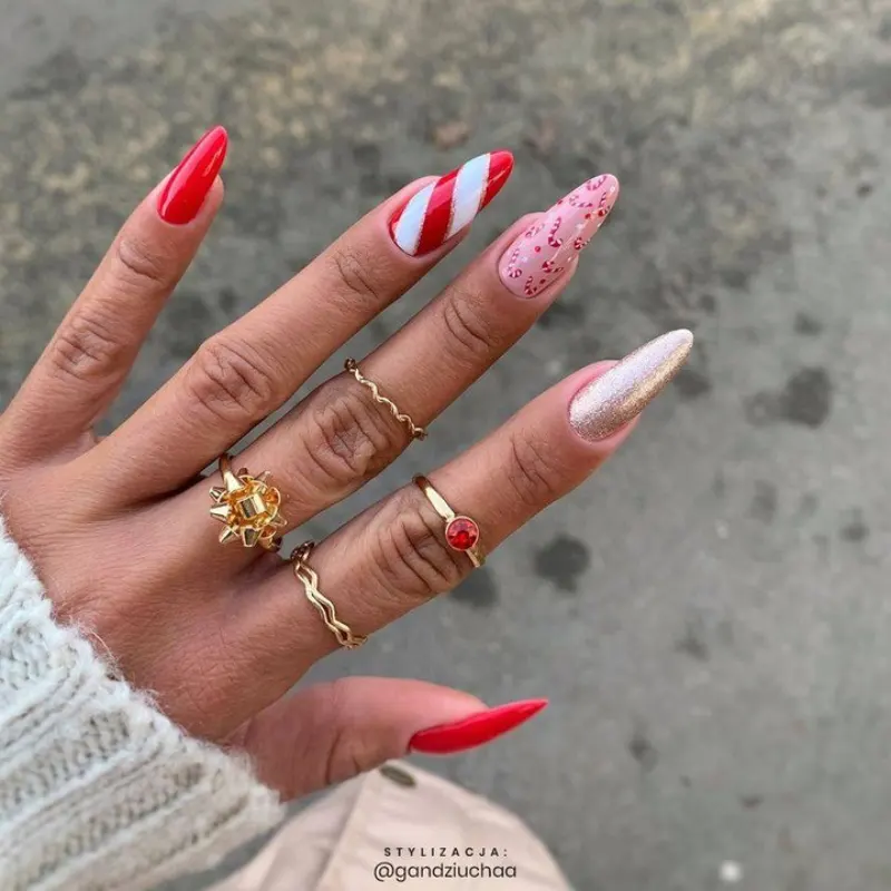 Red and White Christmas Nail Designs