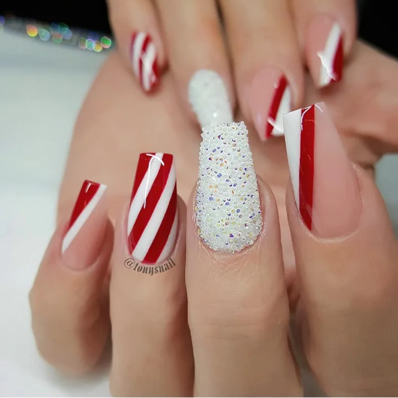 Red and White Christmas Nail Designs