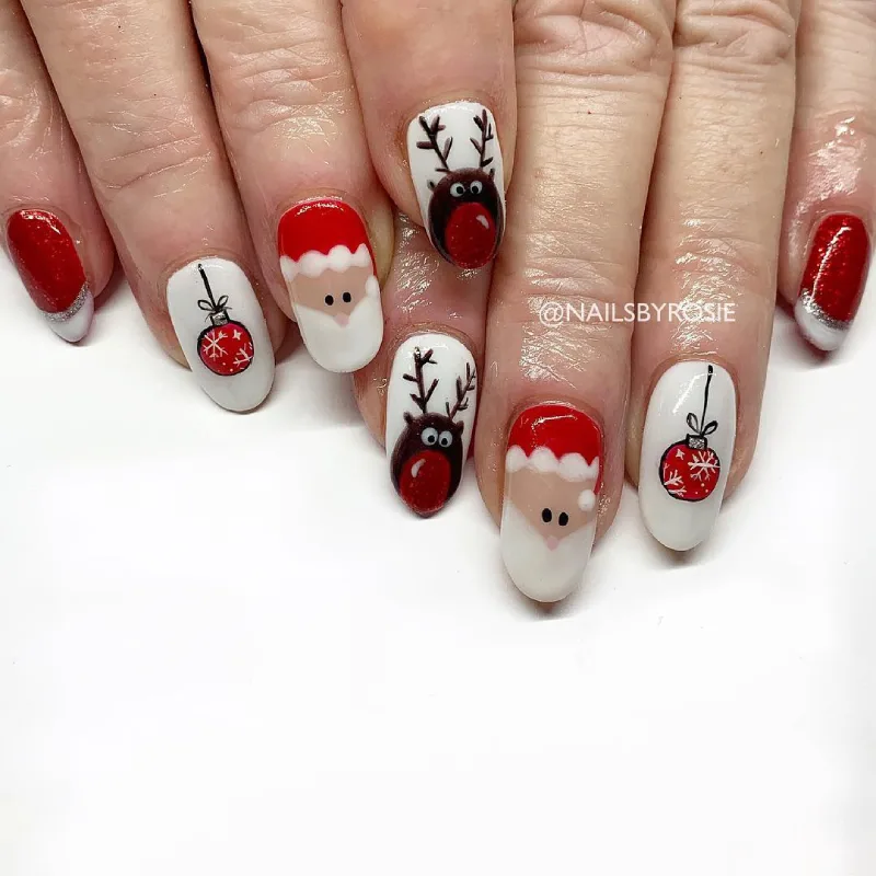 Red and White Christmas Nail Designs