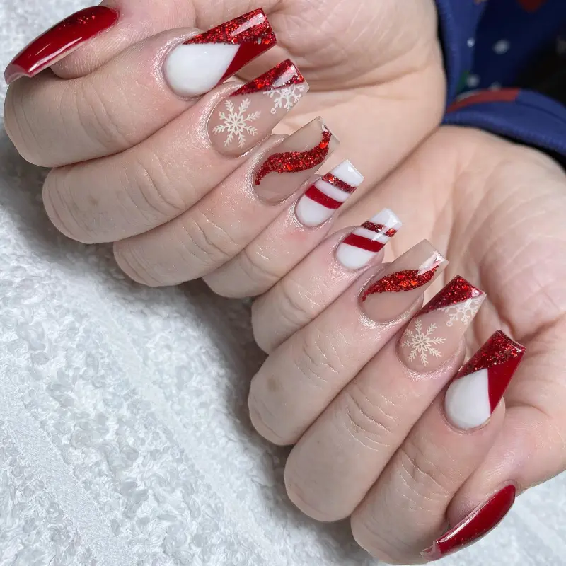 Red and White Christmas Nail Designs