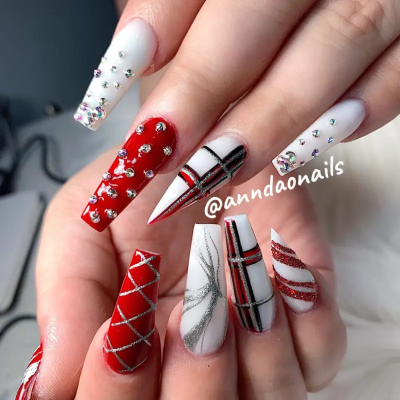 Red and White Christmas Nail Designs