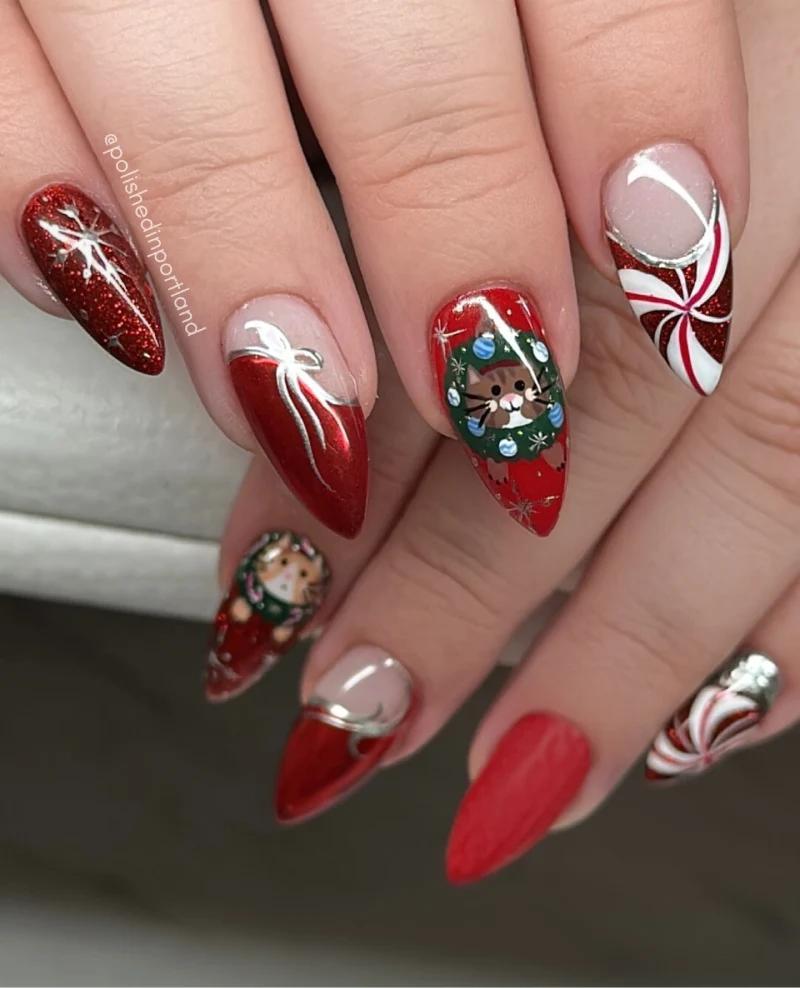 Red and White Christmas Nail Designs