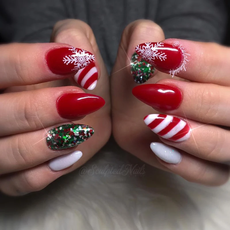 Red and White Christmas Nail Designs