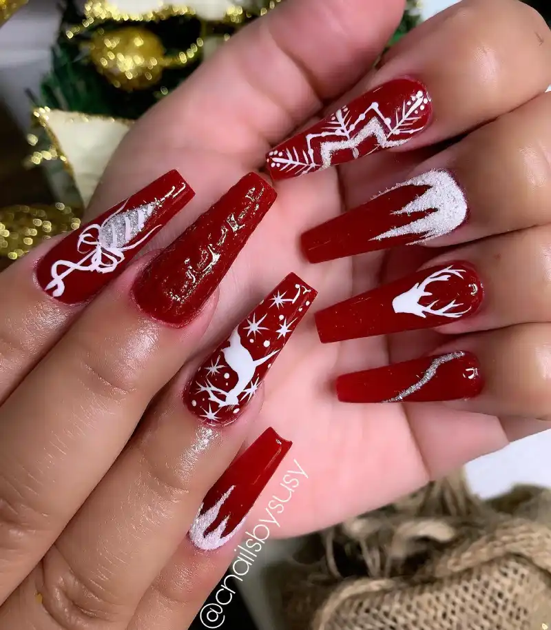 Red and White Christmas Nail Designs