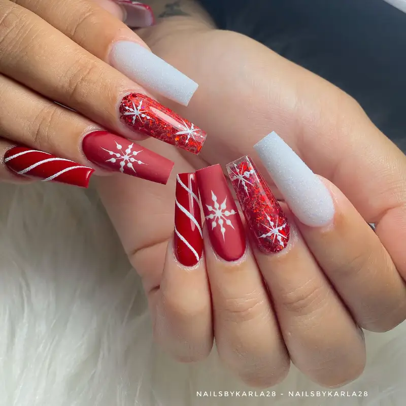 Red and White Christmas Nail Designs