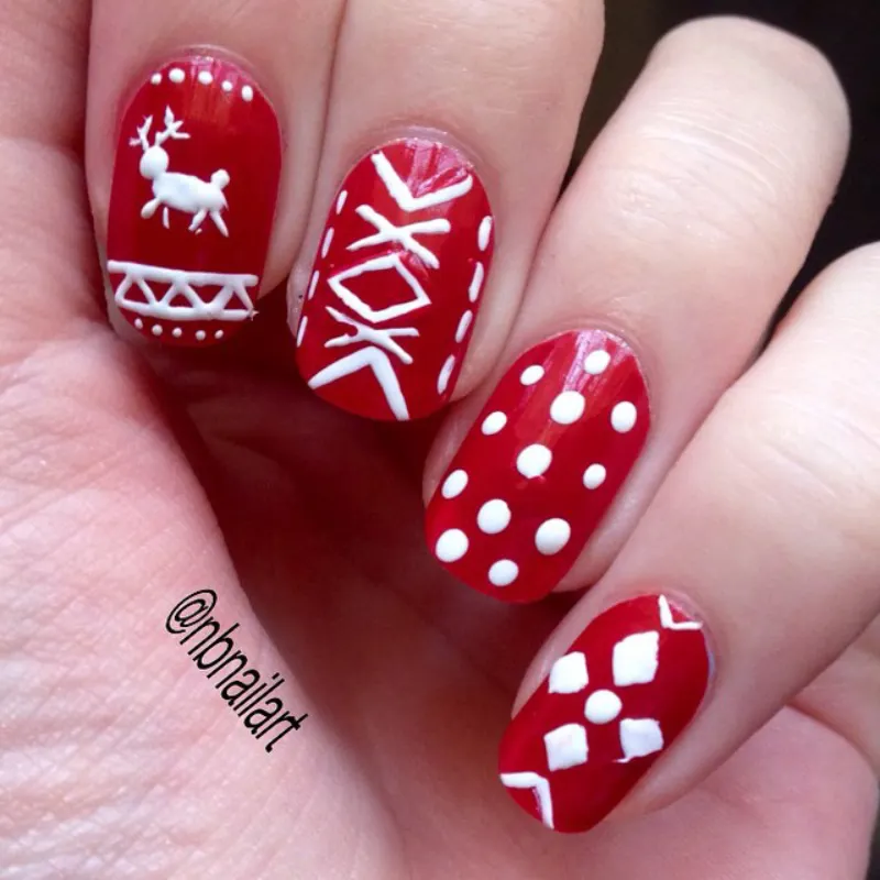 Red and White Christmas Nail Designs