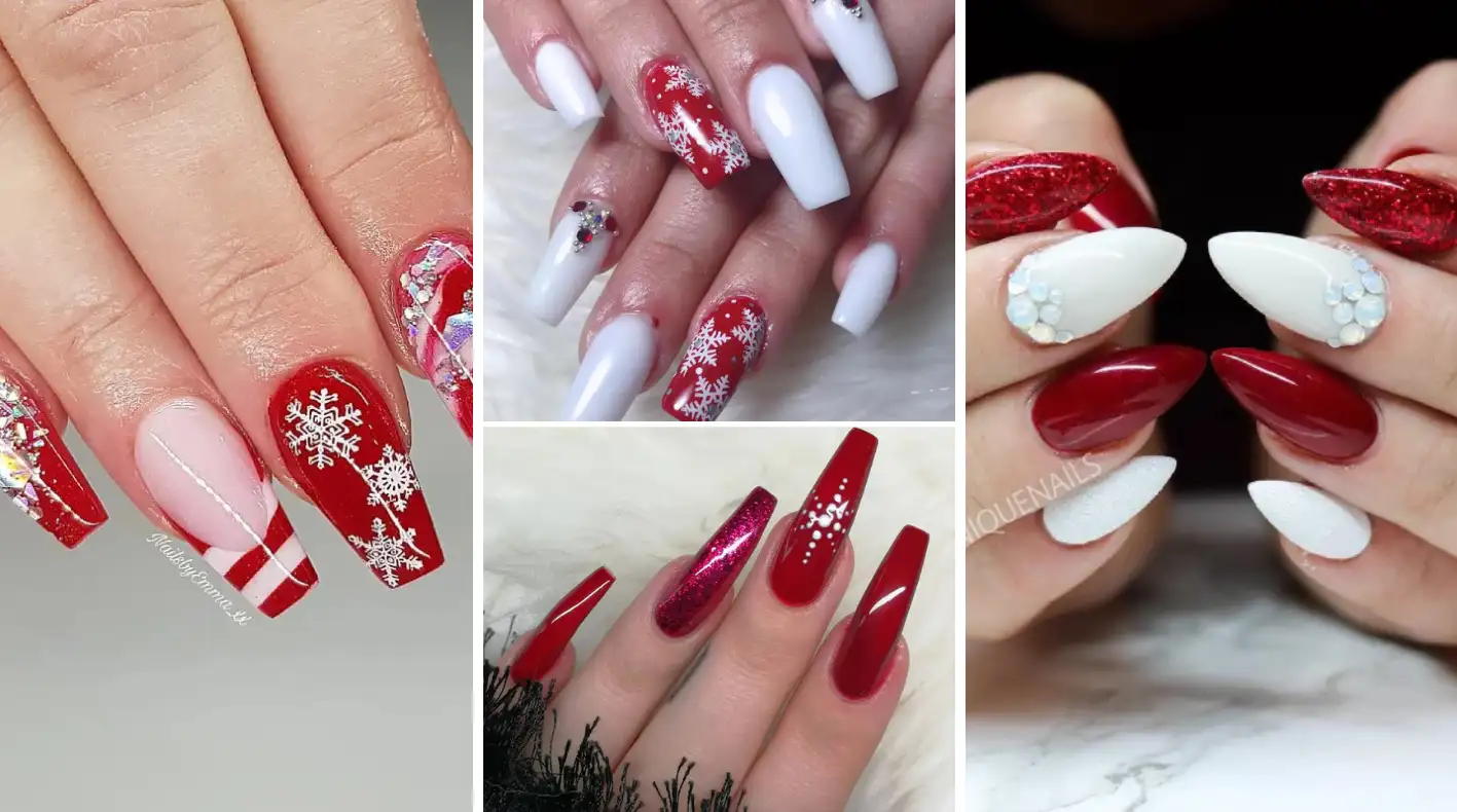 Stunning Red and White Christmas Nail Designs