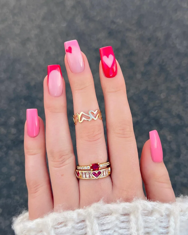 Square Valentine Nail Ideas