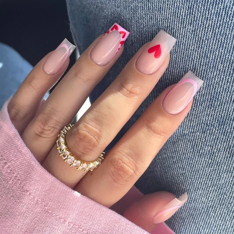 Square Valentine Nail Ideas