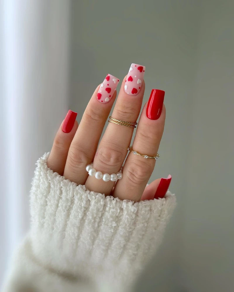 Square Valentine Nail Ideas