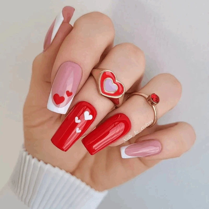 Square Valentine Nail Ideas