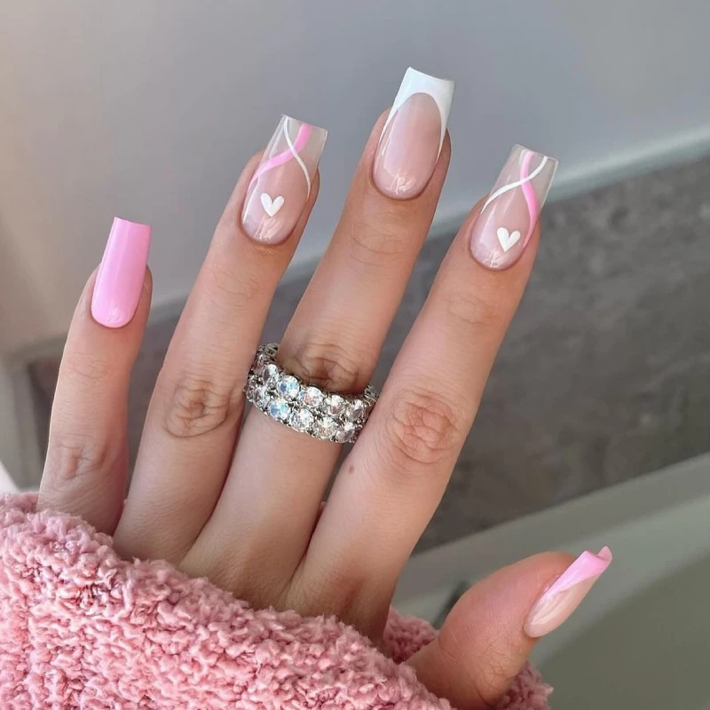 Square Valentine Nail Ideas