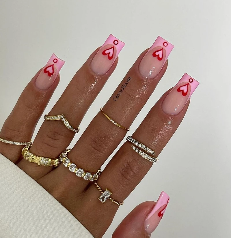 Square Valentine Nail Ideas