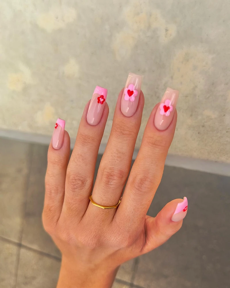 Square Valentine Nail Ideas