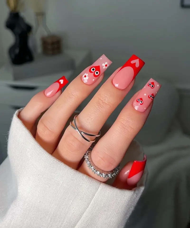 Square Valentine Nail Ideas