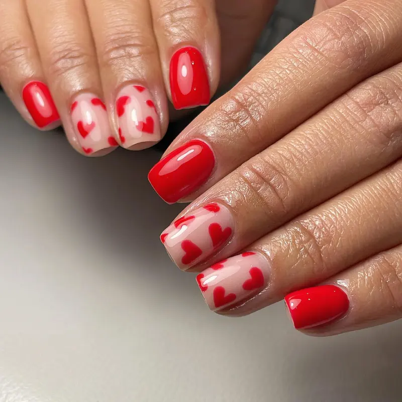 Square Valentine Nail Ideas