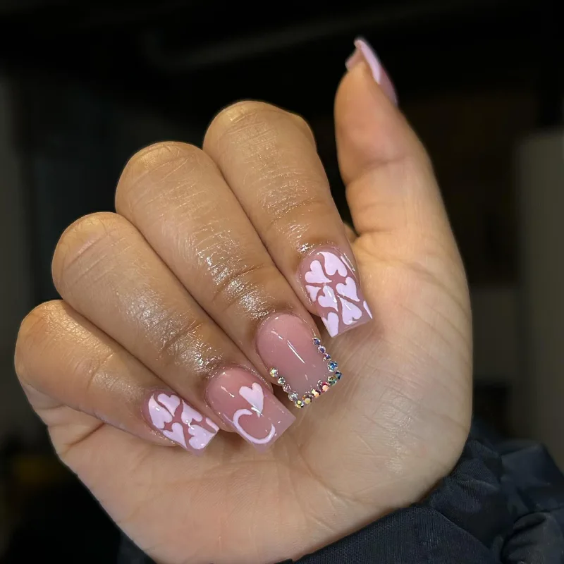 Square Valentine Nail Ideas