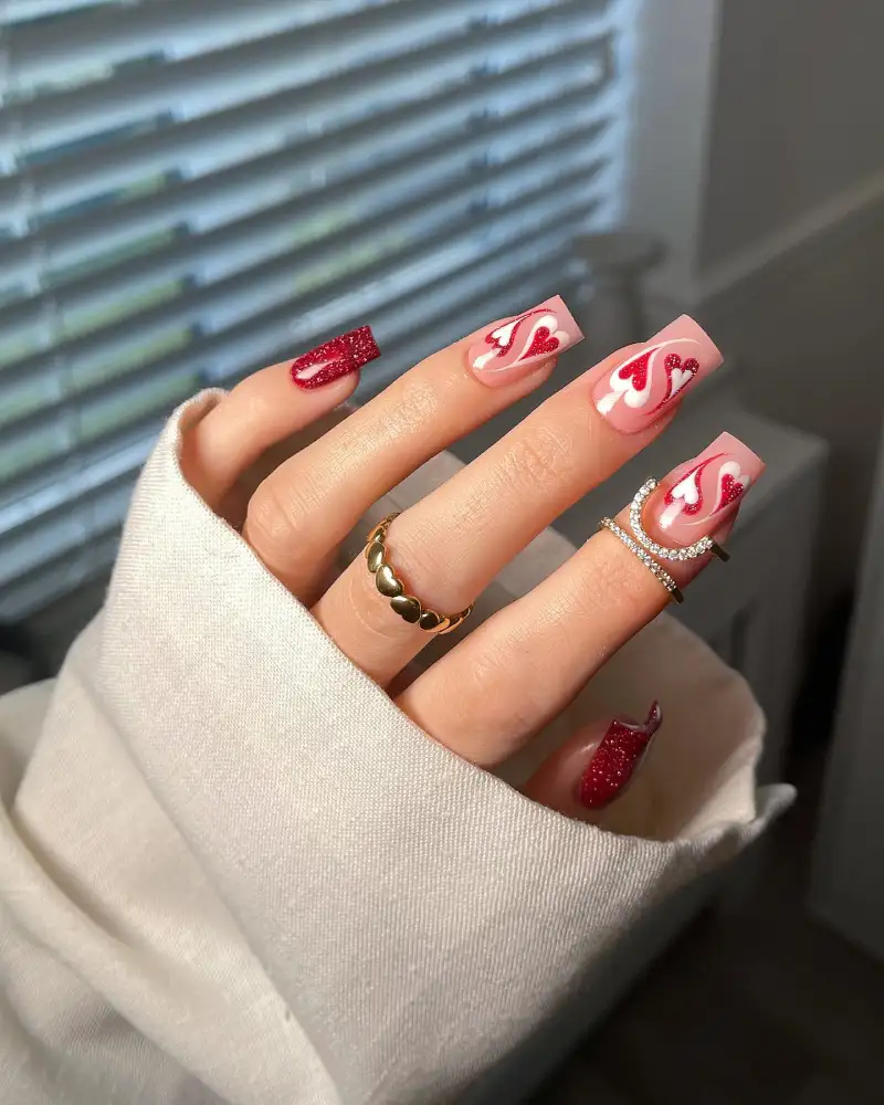 Square Valentine Nail Ideas